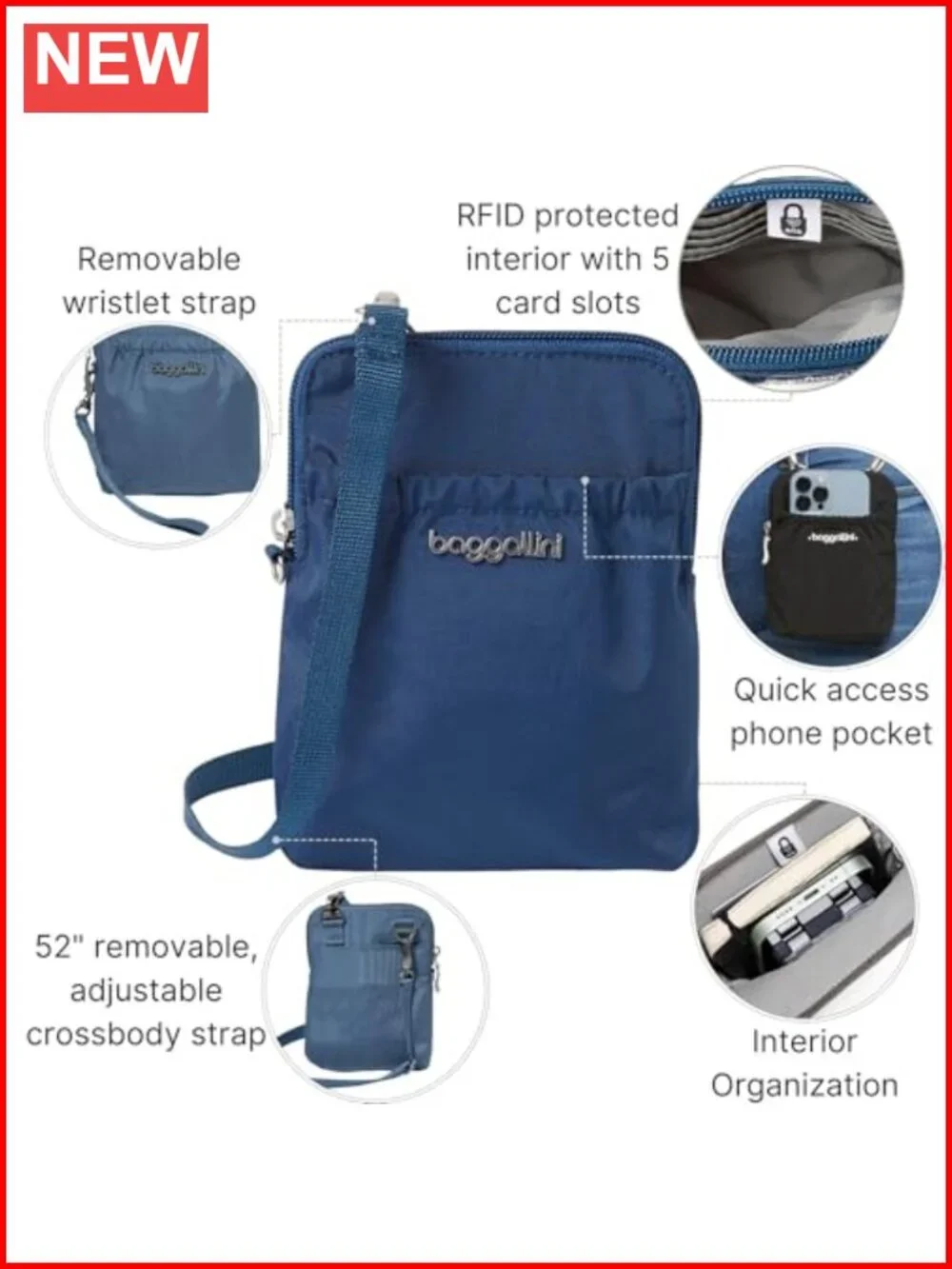 RFID Blocking Travel Pouch with Adjustable Strap